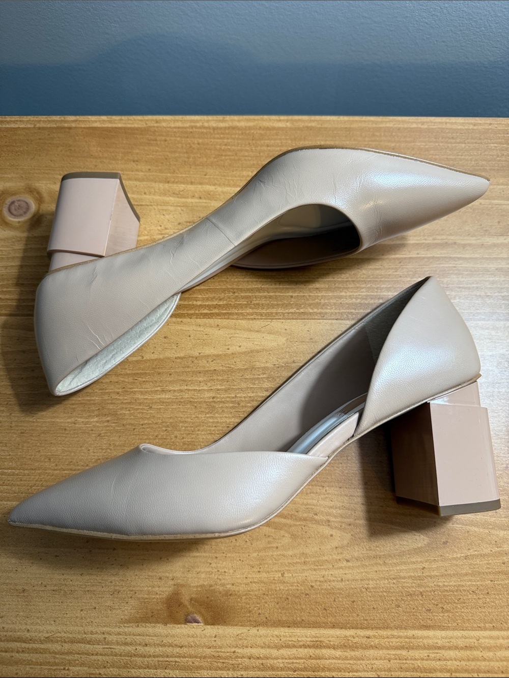 Franco Sarto Nude/Taupe Pointed Toe Block Heel Pumps